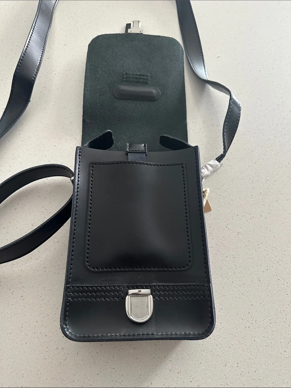 Dr. Martens Black Leather Buckle Crossbody Pouch